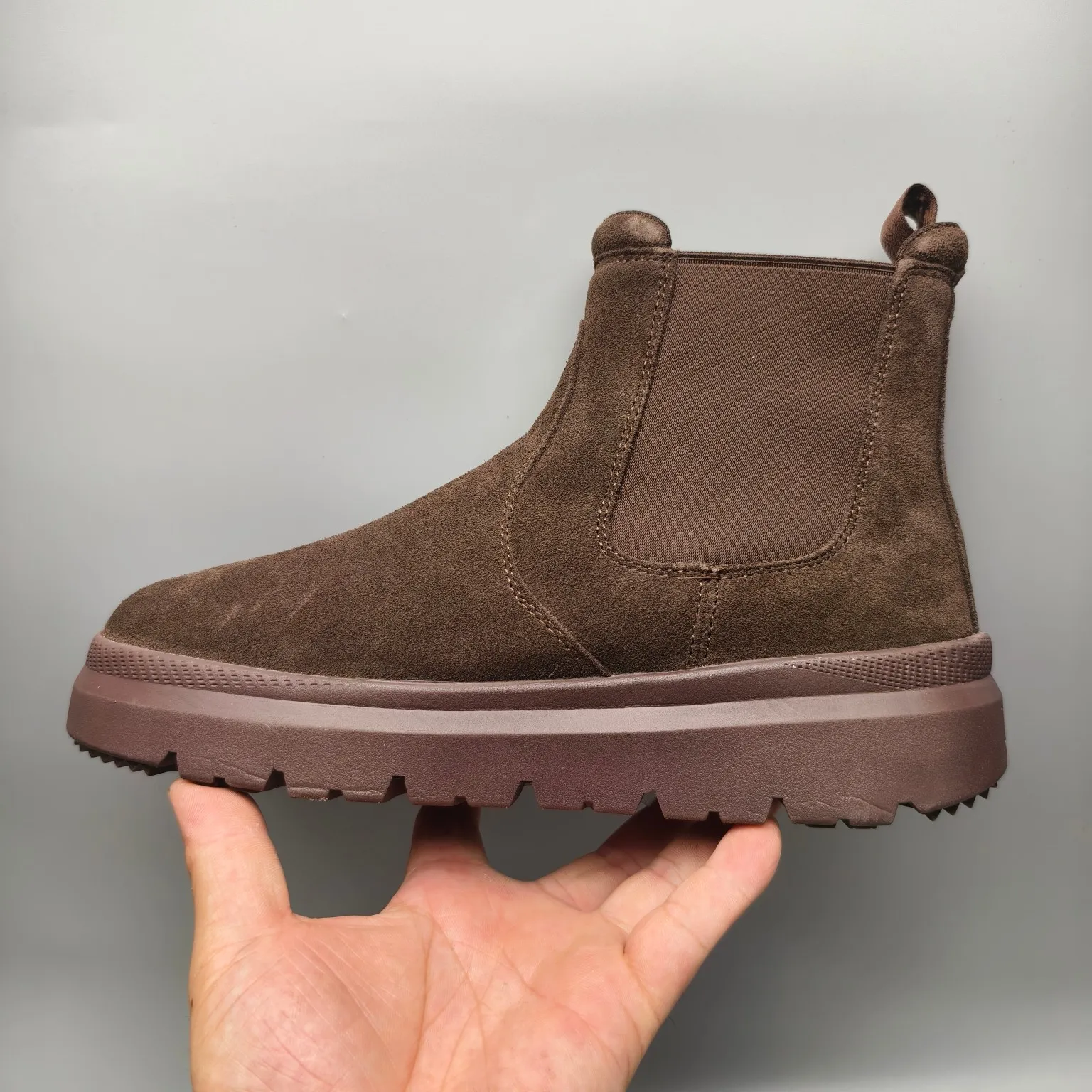 💰600 UGG sheepskin all-in-one snow boots 2050 casual mid-calf boots men's boots color: maroon black chocolate size: 39-45